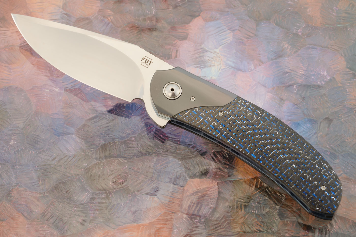 TF-4 Flipper with Blue/Silver Carbon Fiber and Zirconium (Ceramic IKBS) - RWL-34