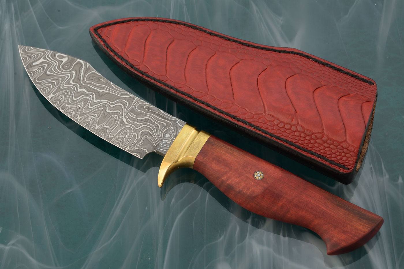 Damascus Swayback Hunter with Red Ivory Wood