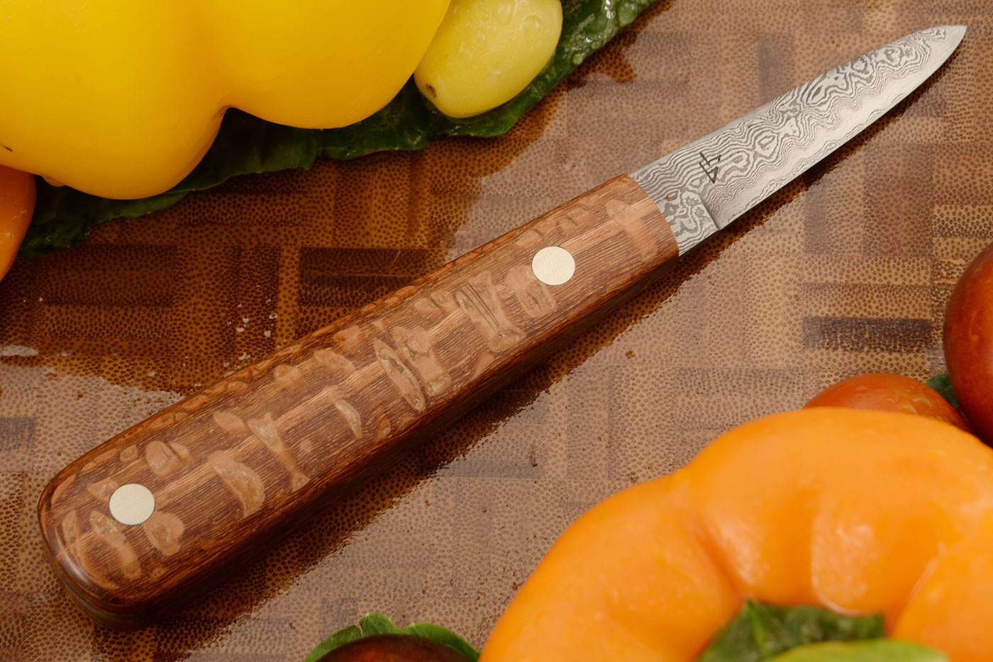 French-Style Oyster Knife with Leopardwood and Damascus