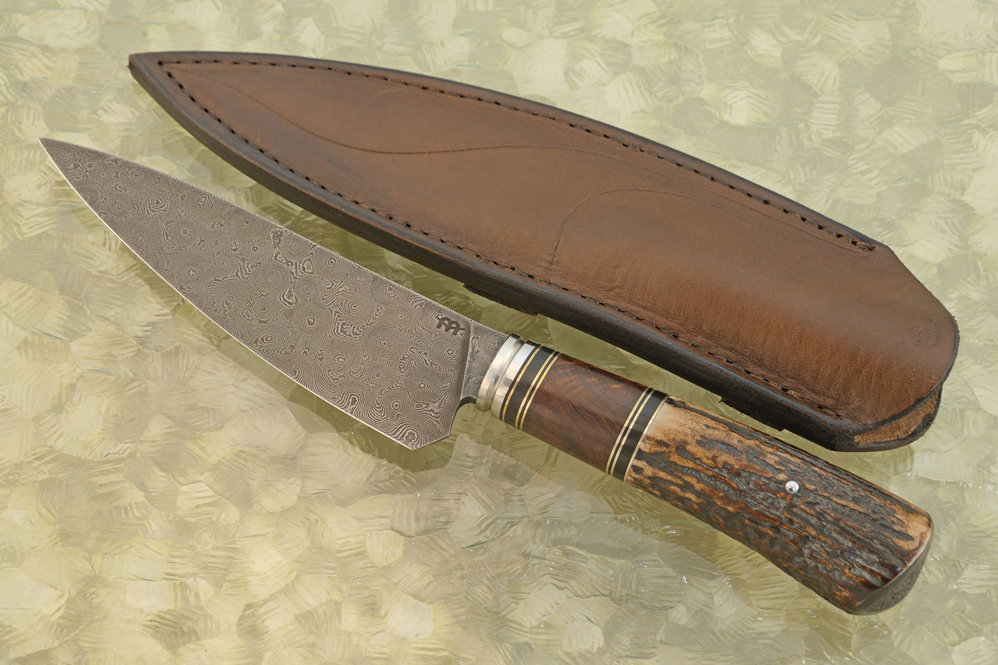 Utilitarian: Damascus Belt Knife with Gidgee and Stag