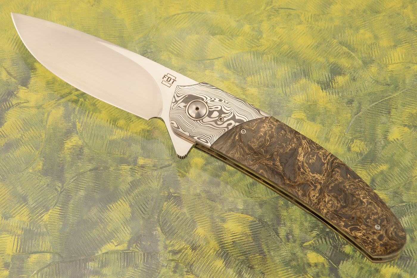 TF-3 Flipper with Gold Dark Matter FatCarbon and Damasteel - RWL-34