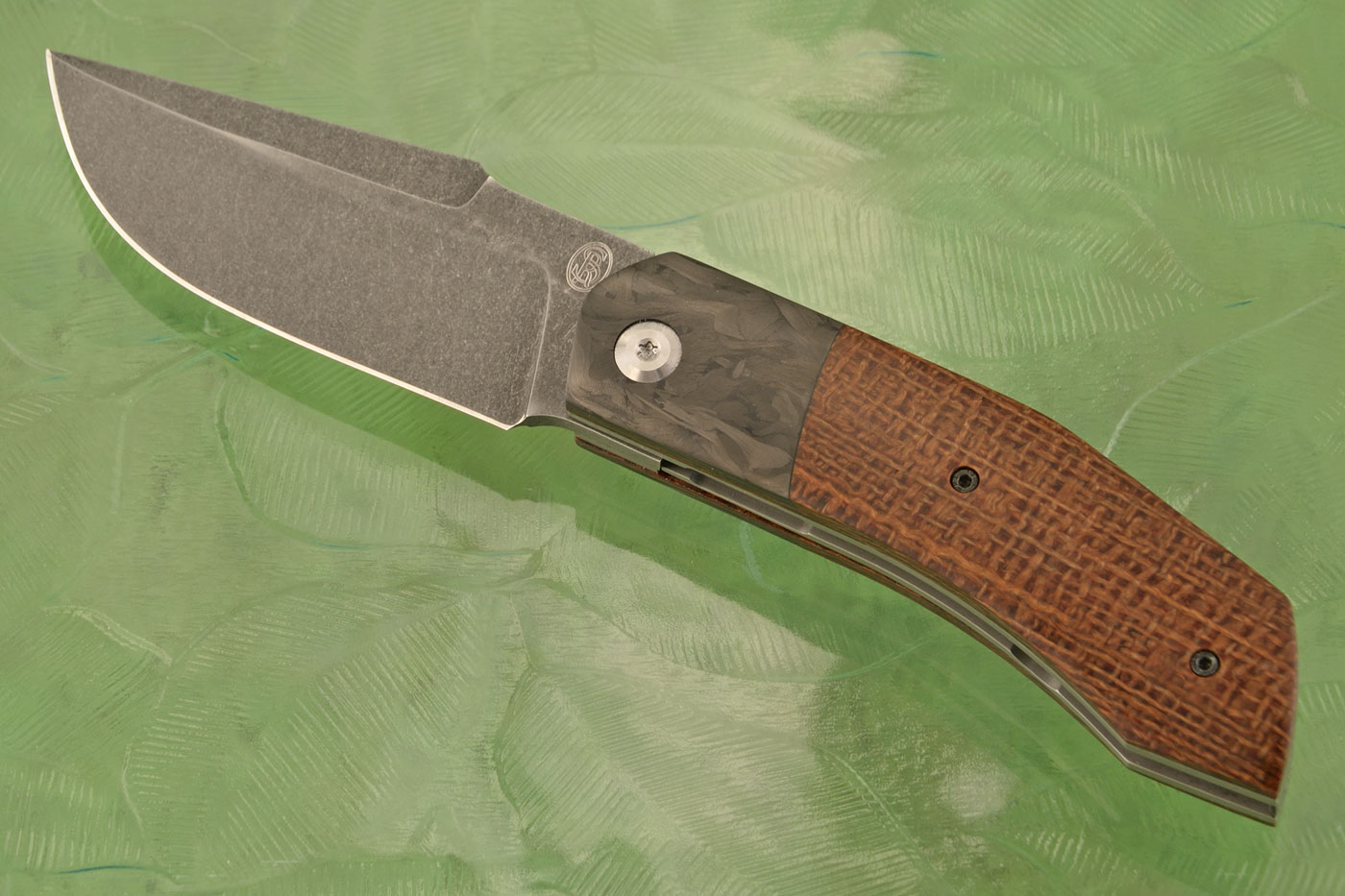 Titane Front Flipper with Burlap Micarta and Marble Carbon Fiber - RWL-34