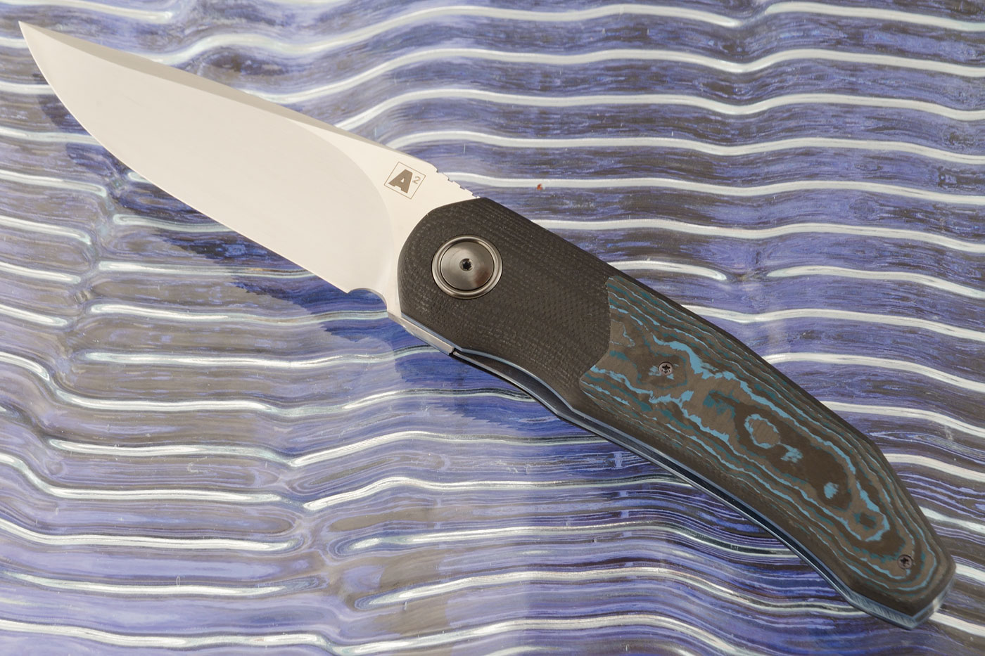 A9 Front Flipper with Black G10 and Arctic Storm FatCarbon (Ceramic Dual Row IKBS) - M390