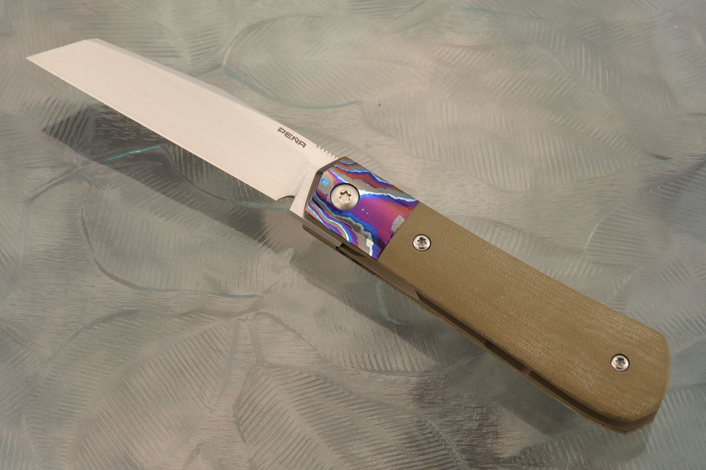 Raptor Front Flipper with Black Timascus and Green Micarta - CPM-154