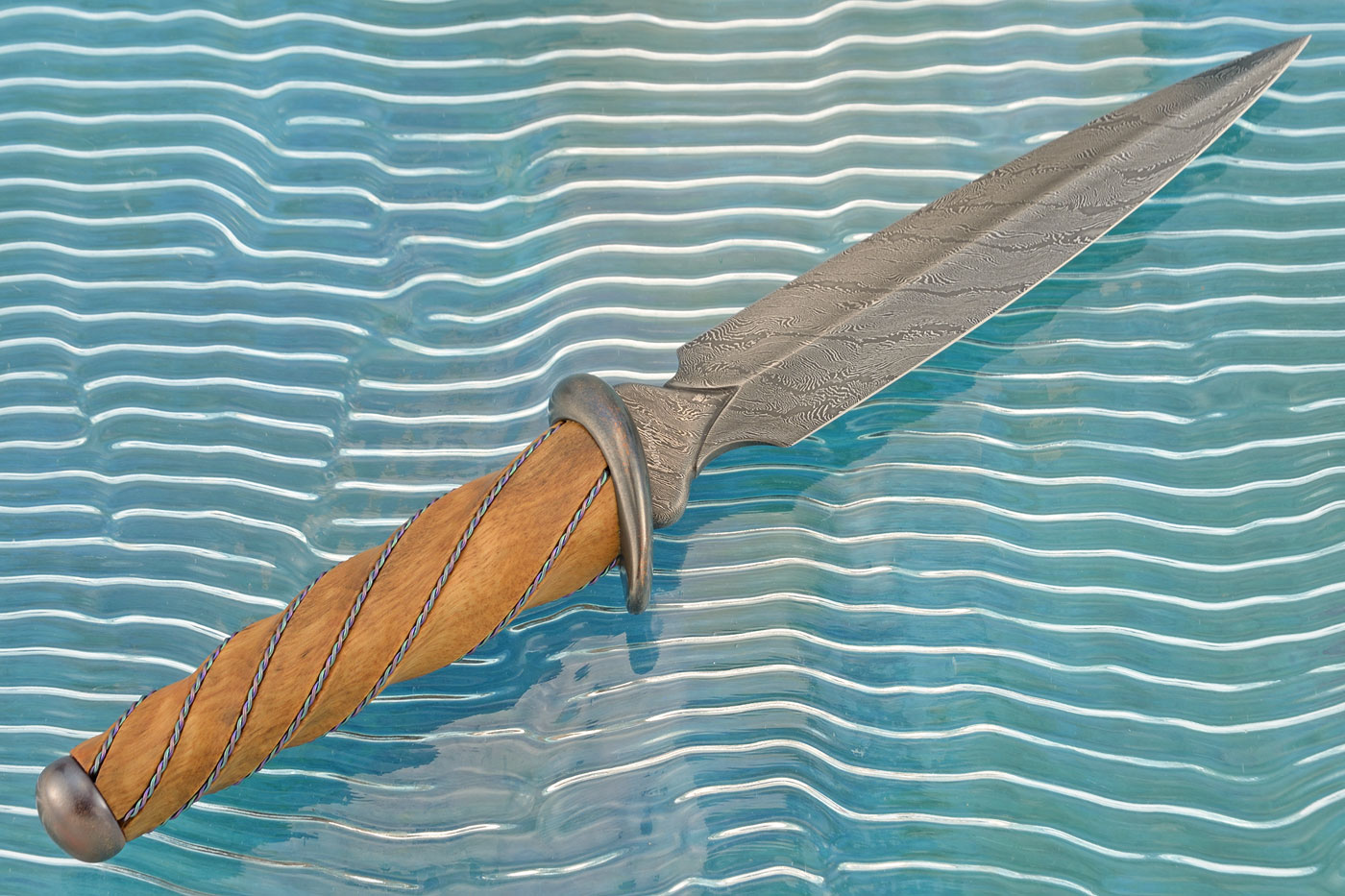 Damascus Dagger with Fluted Persimmon