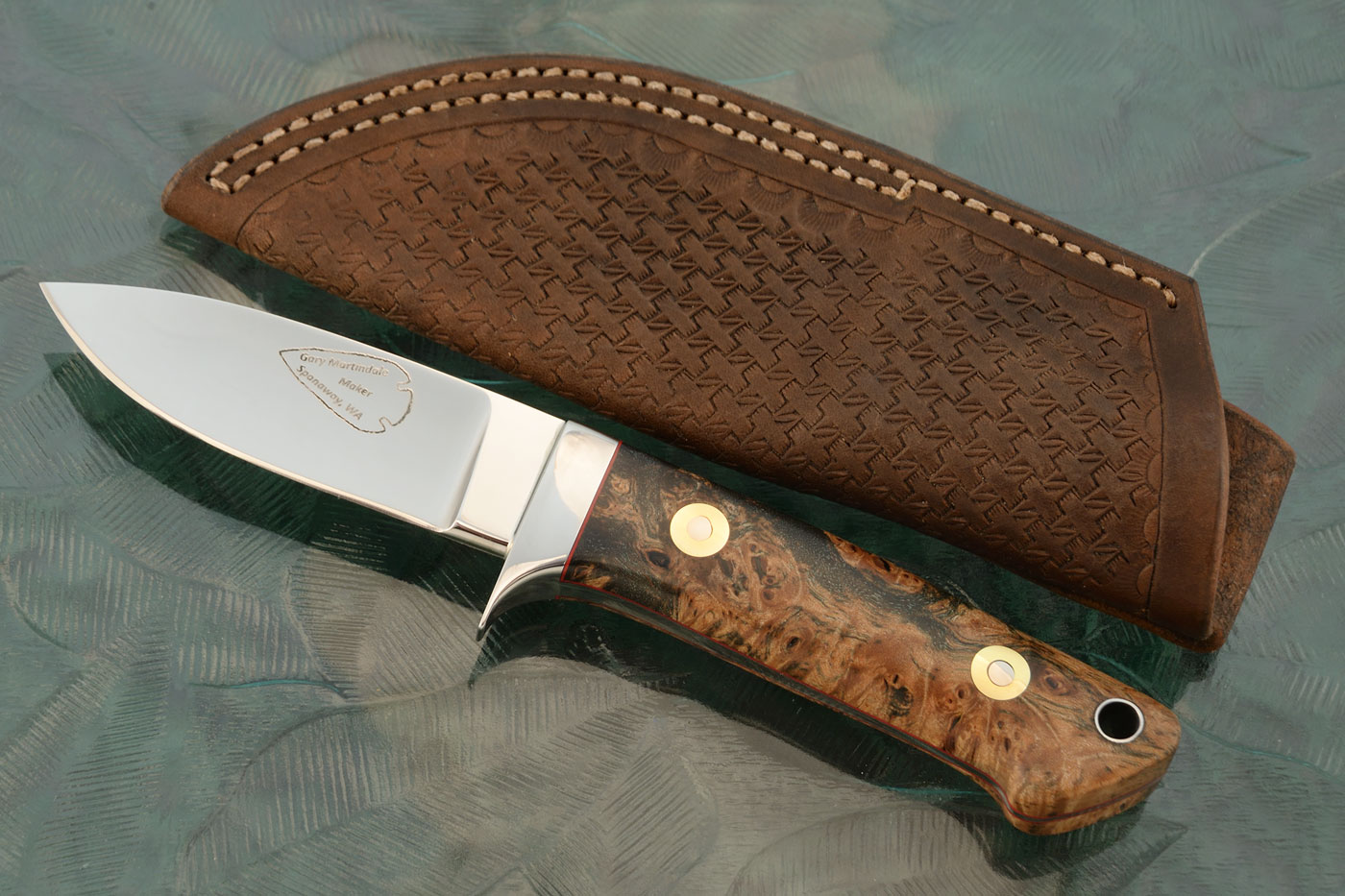 Loveless Style Drop Point Hunter with Maple Burl