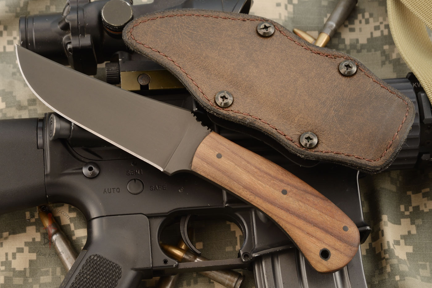 Belt Knife with Walnut