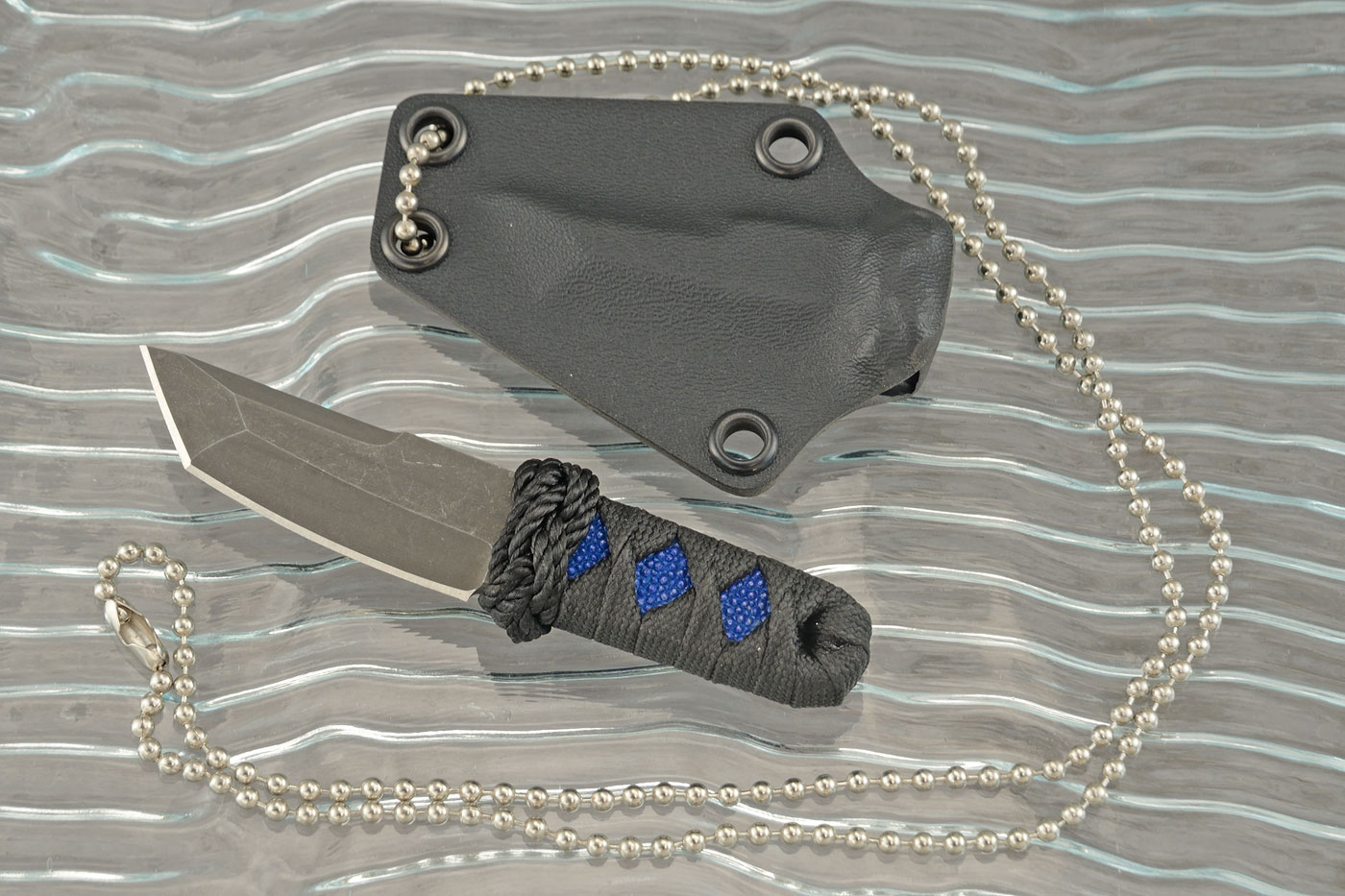 Mini Tanto Necker with Royal Blue Rayskin Wrap