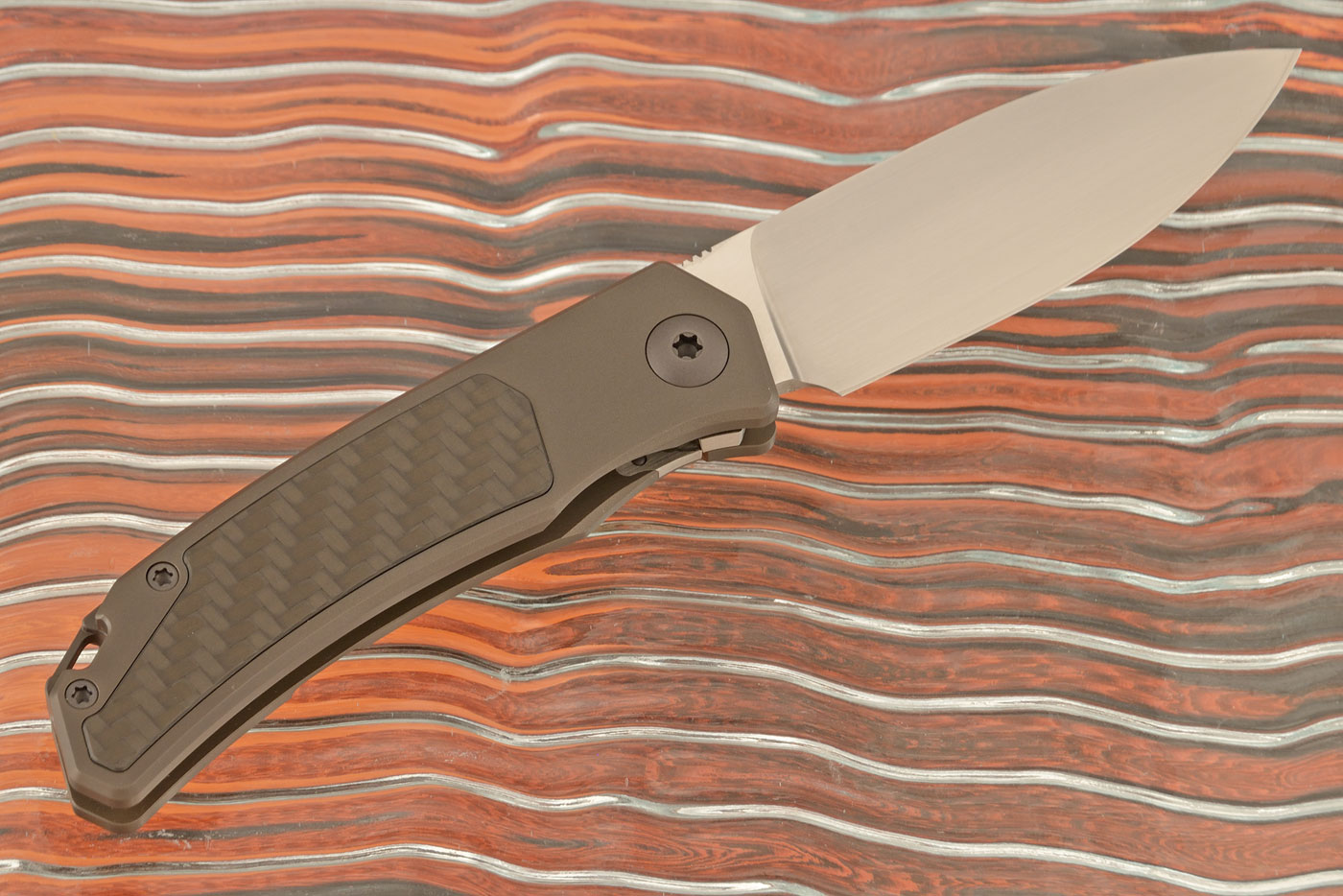 Urban Framelock Front Flipper with Titanium and Carbon Fiber - M390 - LEFT HANDED