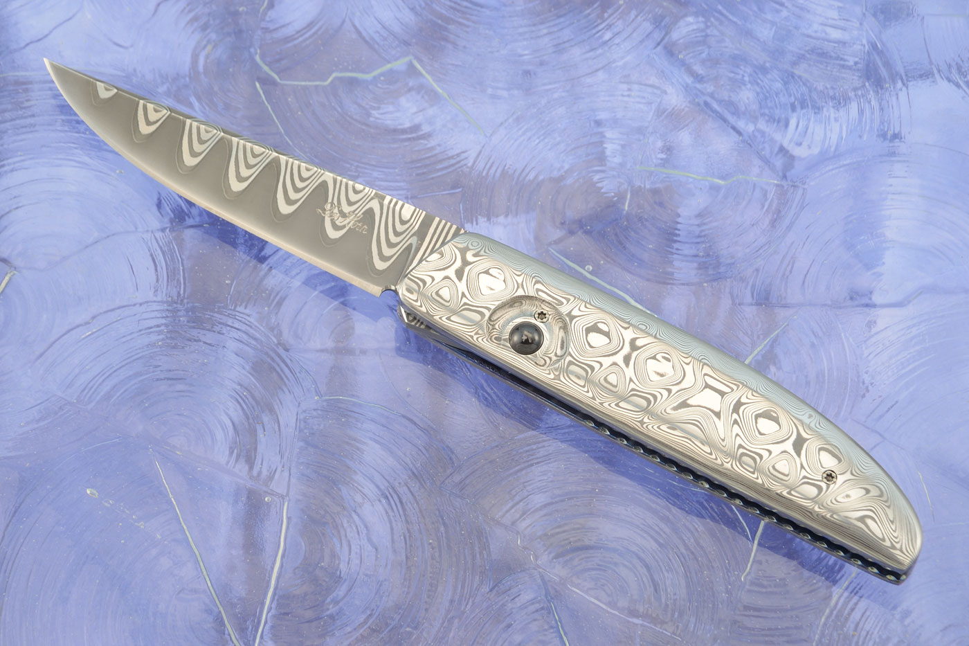 Small Ball Release Folder with Damascus - Damacore San Mai