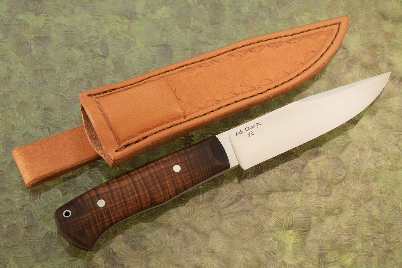 Forged Clip Point Hunter with Curly Maple