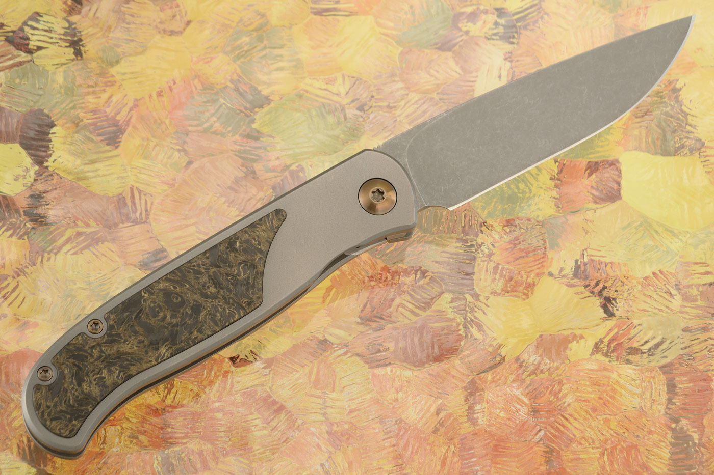 Atlas SFL Framelock Front Flipper with Gold Dark Matter FatCarbon Inlay - Elmax - LEFT HANDED
