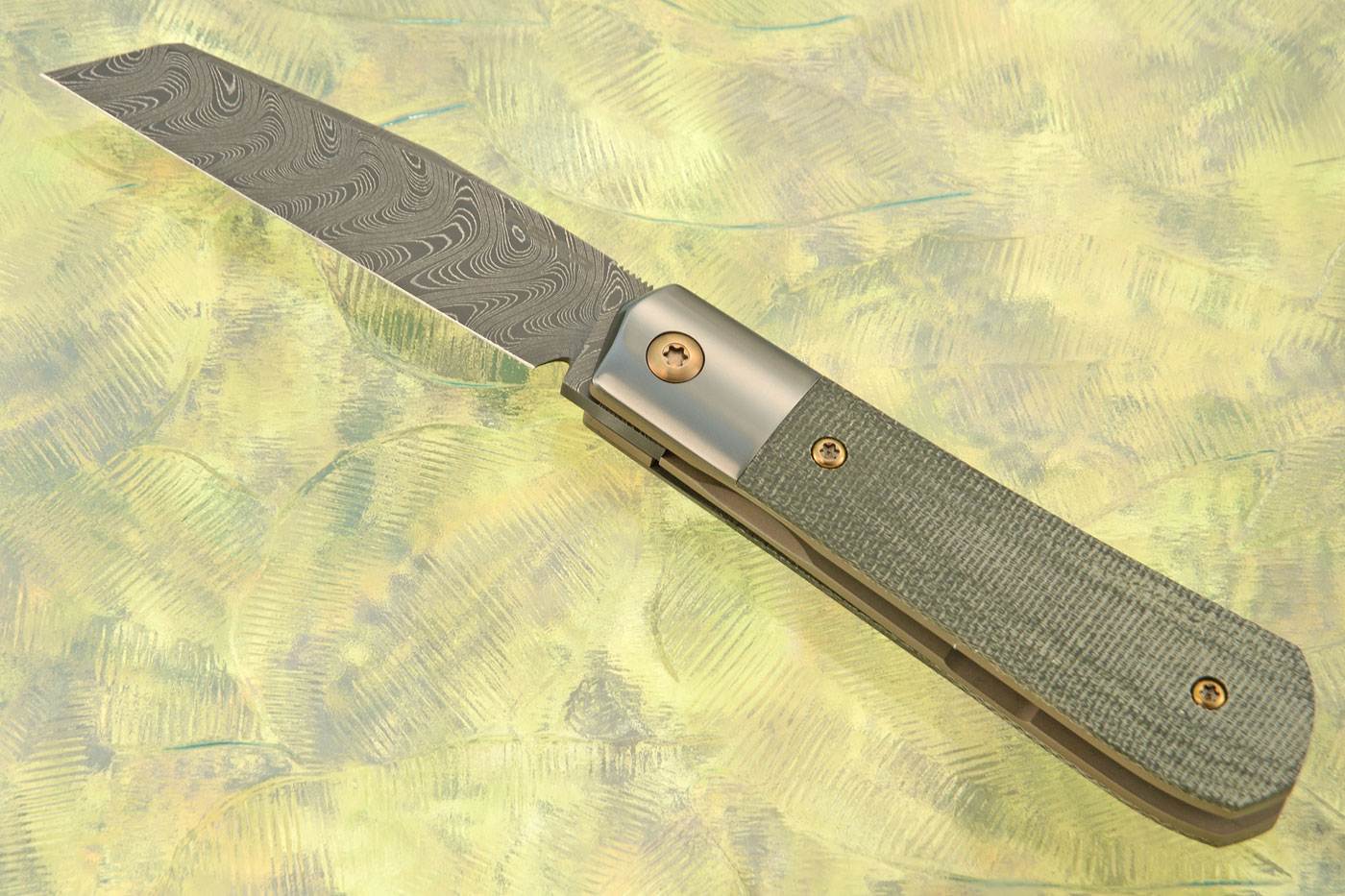 Damascus Raptor Flipper with Black Micarta and Zirconium