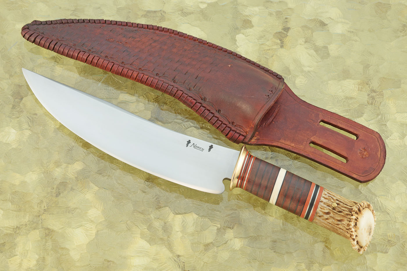 Scagel Style Camp Knife with Crown Stag and Mammoth Ivory