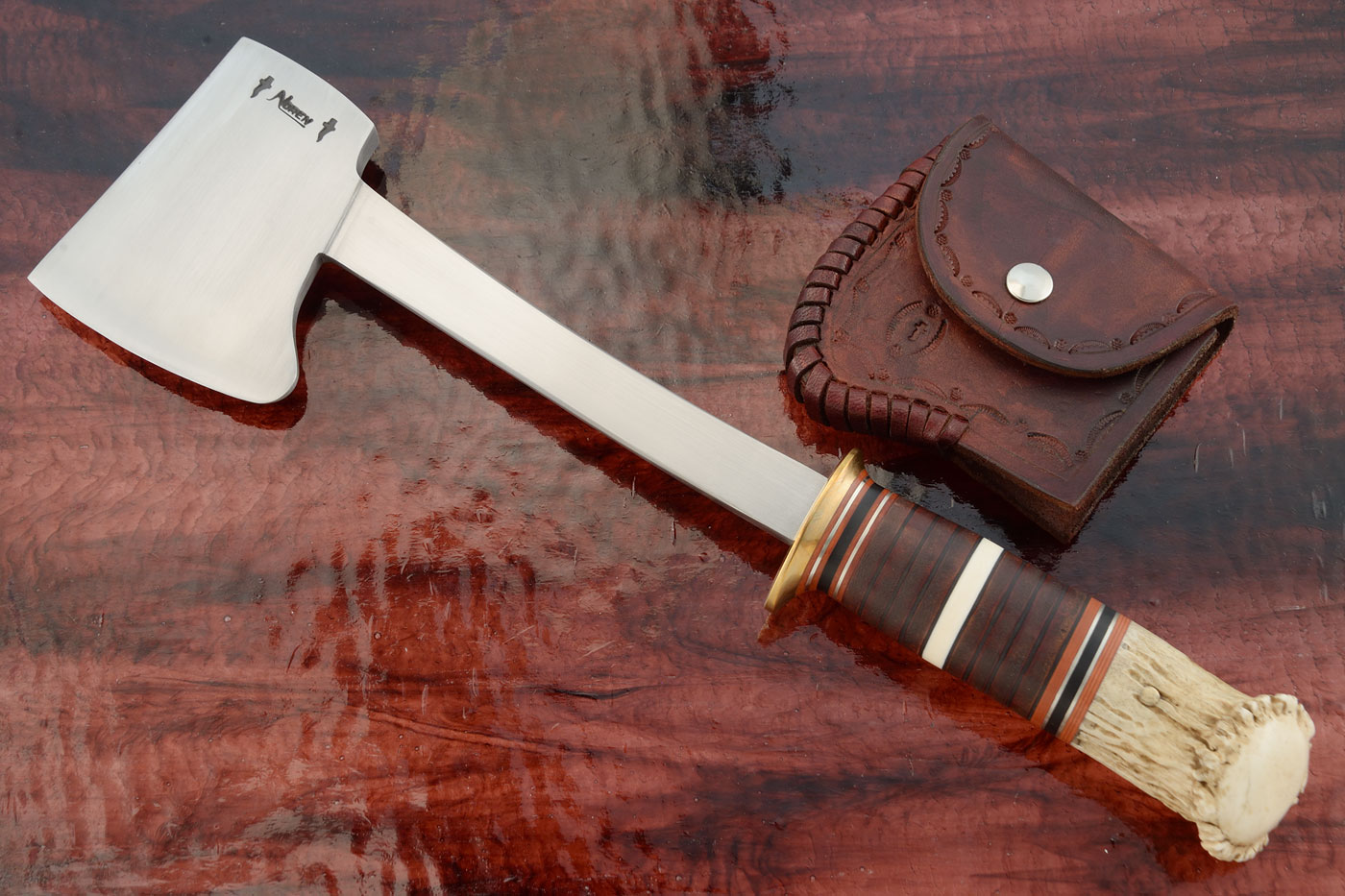 Scagel Camp Axe with Crown Stag and Mammoth Ivory