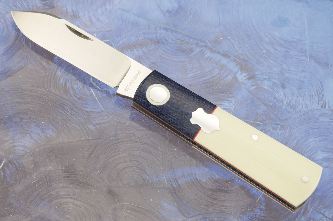 Barlow Slipjoint with Ivory G10 and Blue Canvas Micarta - M390