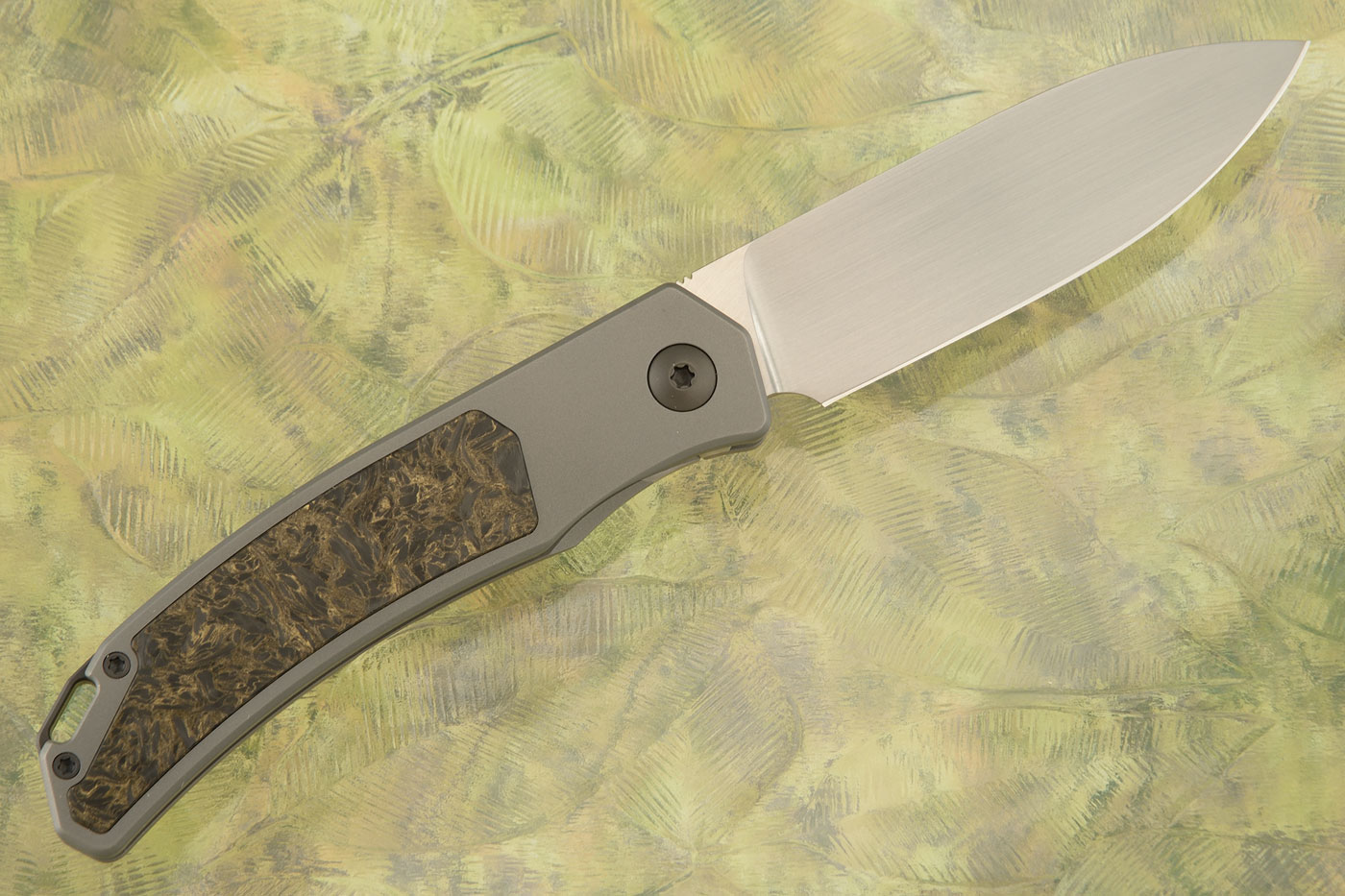 Urban XL Framelock Front Flipper with Titanium and Gold Dark Matter FatCarbon - ELMAX - LEFT HANDED