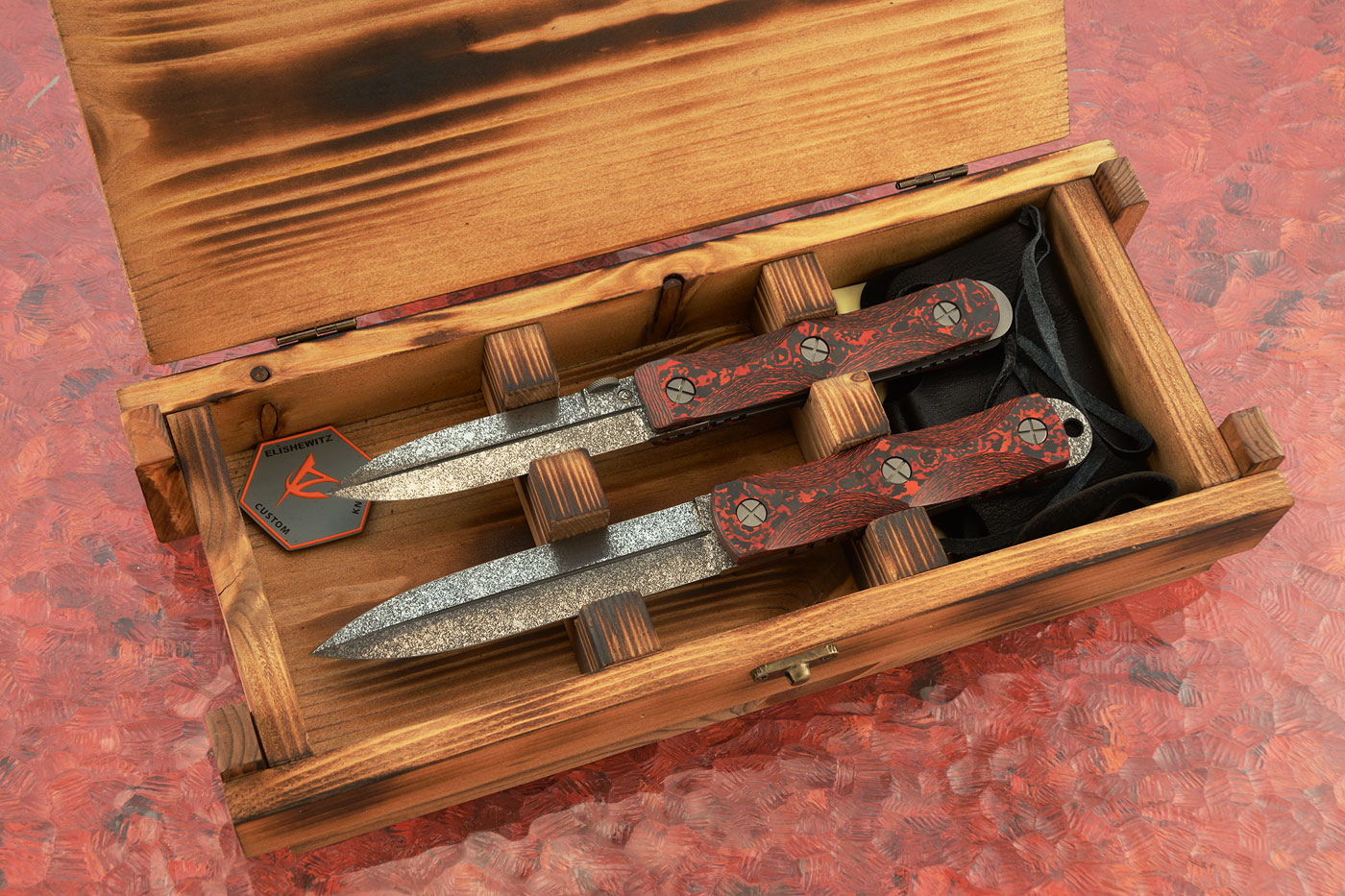 EK Commando Dagger Set with Red Lava Flow FatCarbon (Only 15 Made!)