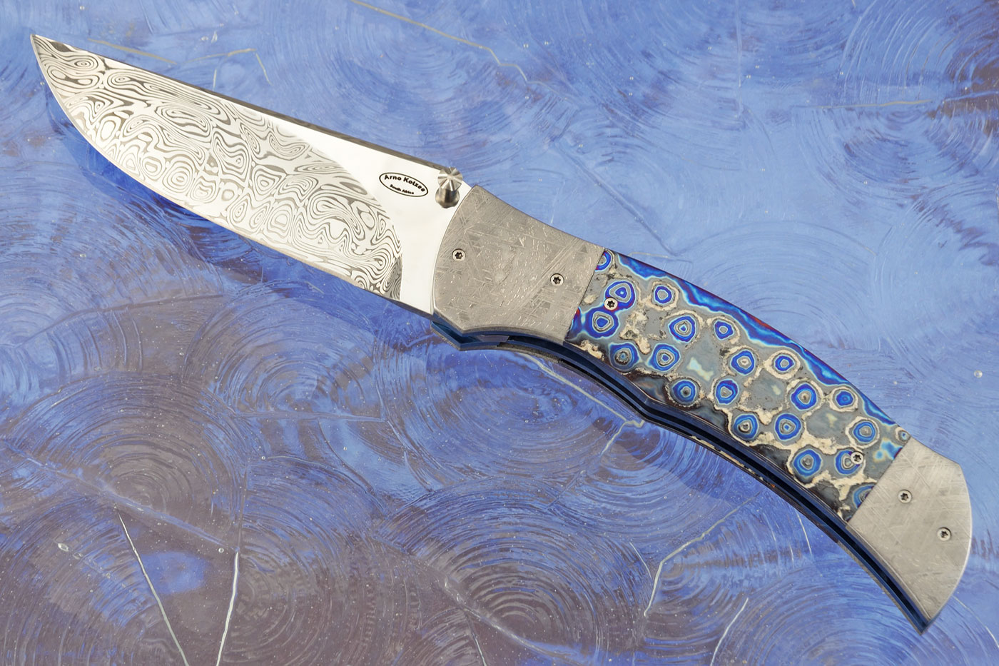 LL-TT Folder with Damasteel, Black Timascus, and Meteorite (IKBS)