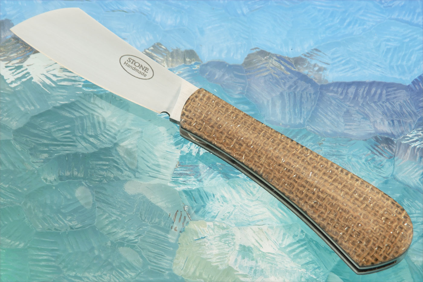 Small Cleaver Slipjoint Folder with Burlap Micarta