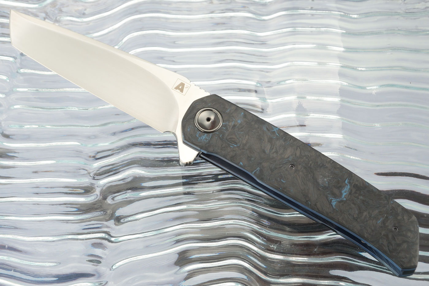 A7 Tanto Flipper with Blue Dark Matter FatCarbon (Ceramic IKBS) - M390