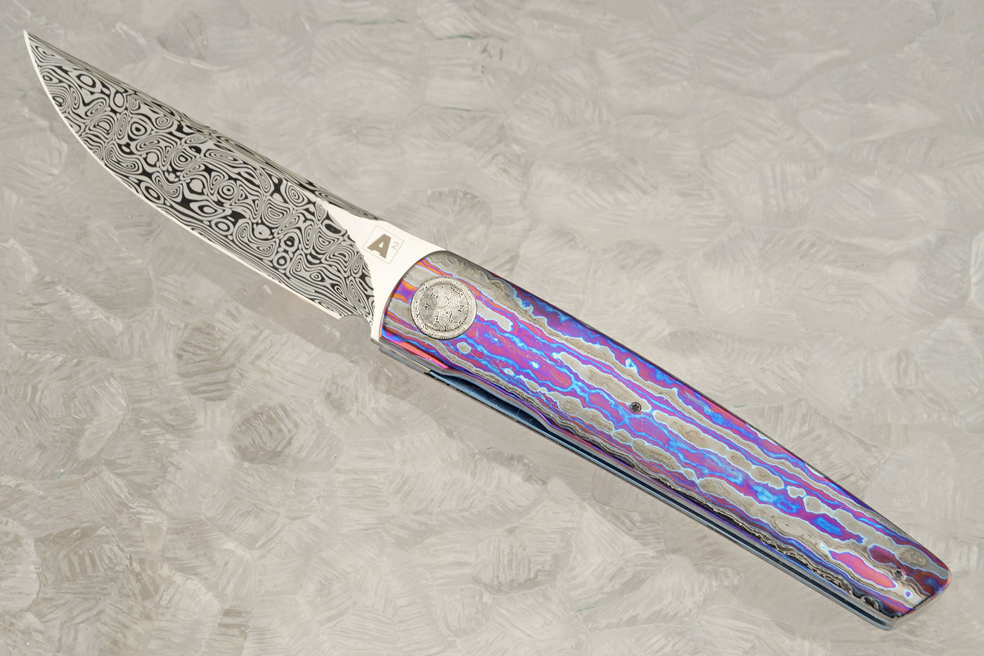 A10 Premium Front Flipper with Black Timascus and Damasteel (Ceramic IKBS)
