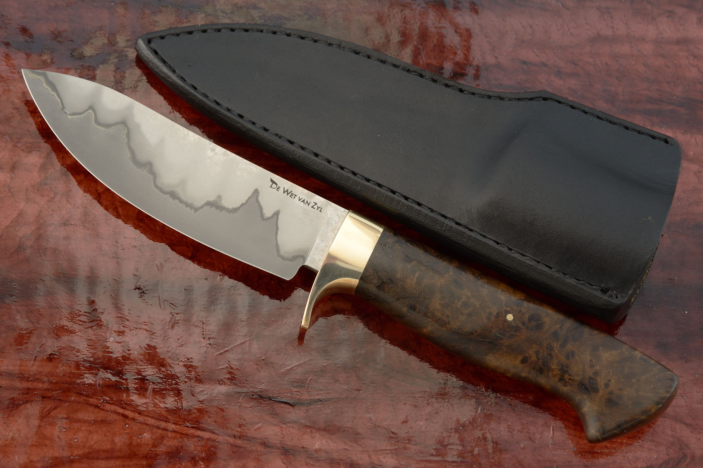 San Mai Hunter with Natal Mahogany Burl