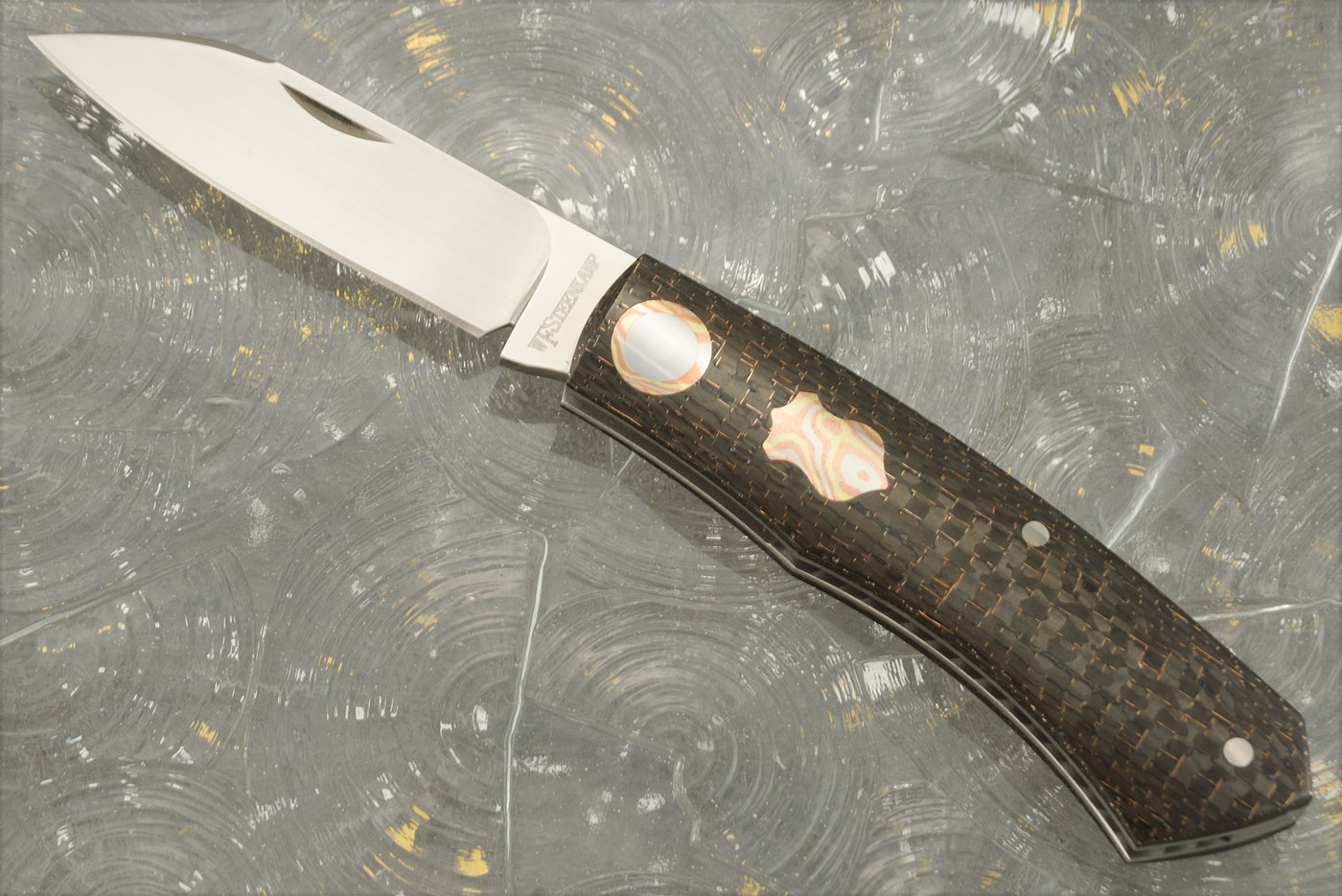 Dino Slipjoint with Lightning Strike Carbon Fiber and Mokume