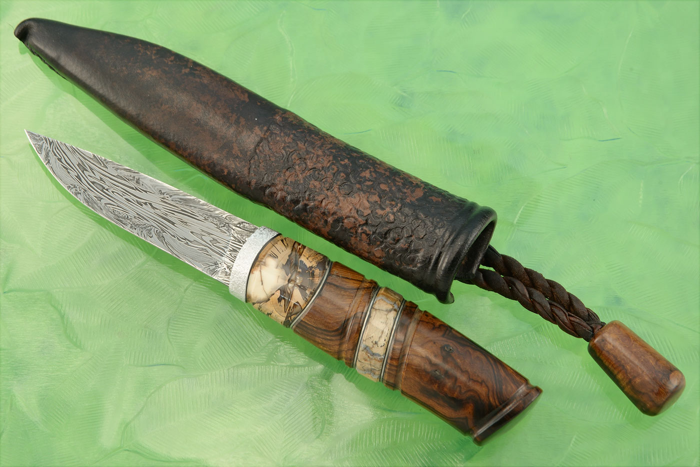 Damascus Swedish Hunter with Ironwood and Mammoth Ivory
