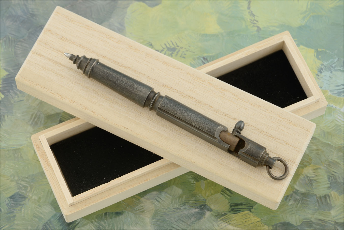 Bolt Action Pen - Antiqued Steel, Slim Profile