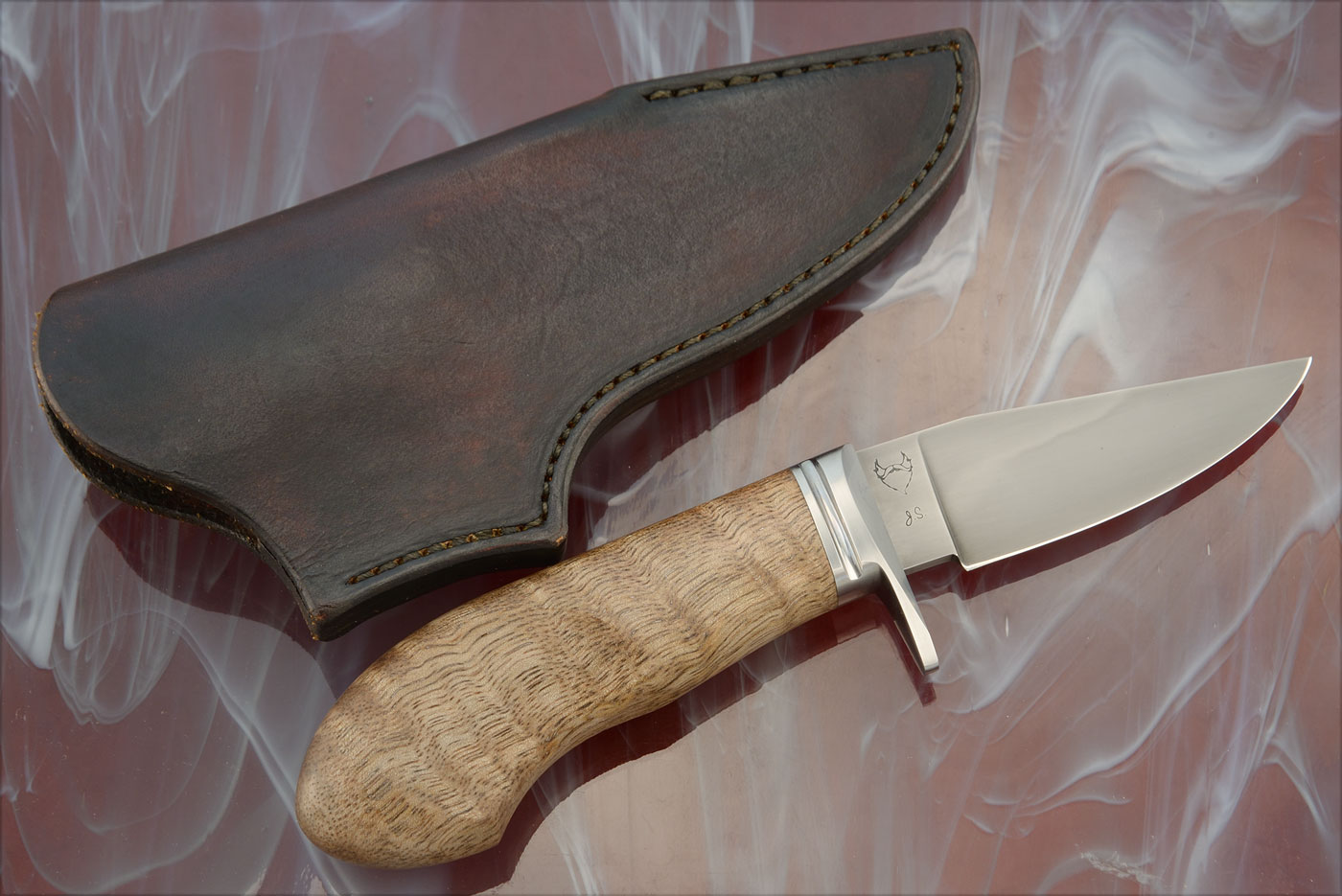 Honyaki Clip Point Hunter with Curly Mango