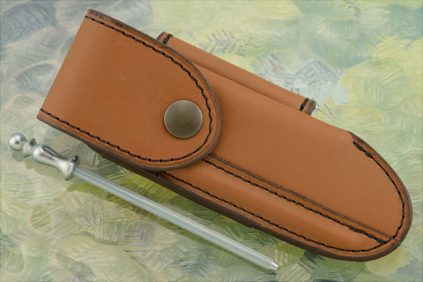 Belt Pouch for Laguiole 12cm Knives, Brown Leather (Includes Sharpener)
