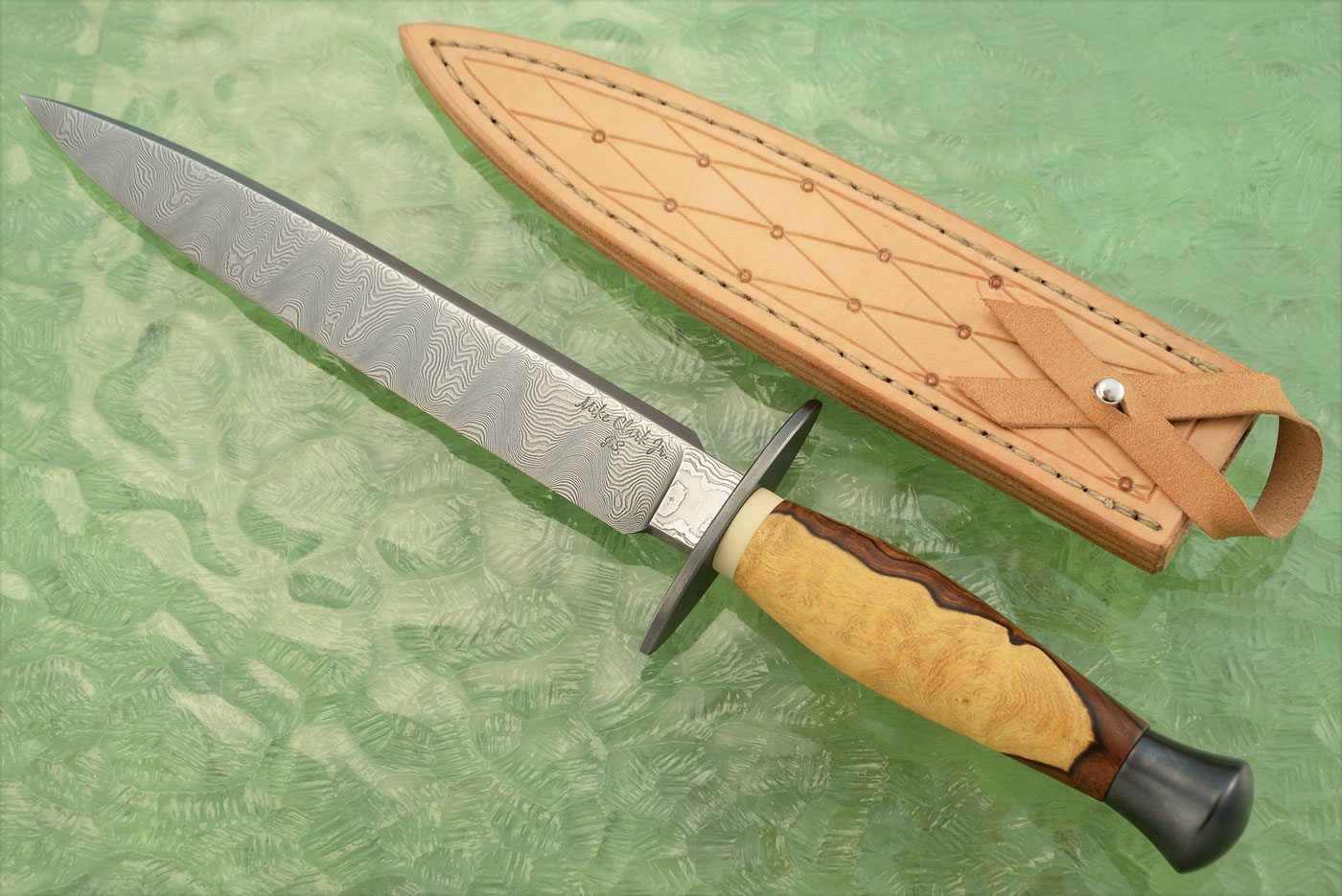 Damascus Bowie with Ironwood