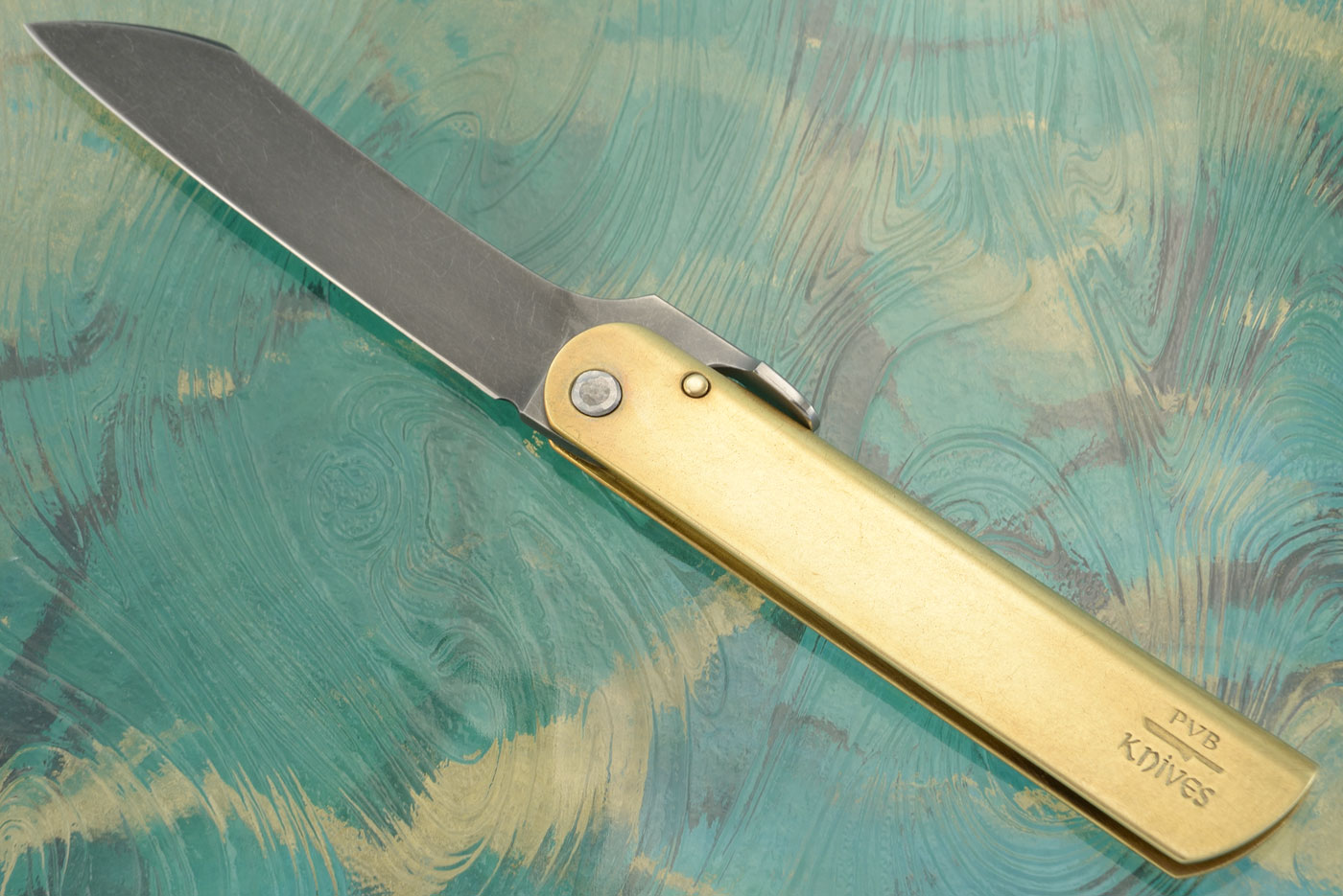 Higonokami Style Blacksmith's Friction Folder with Brushed Brass