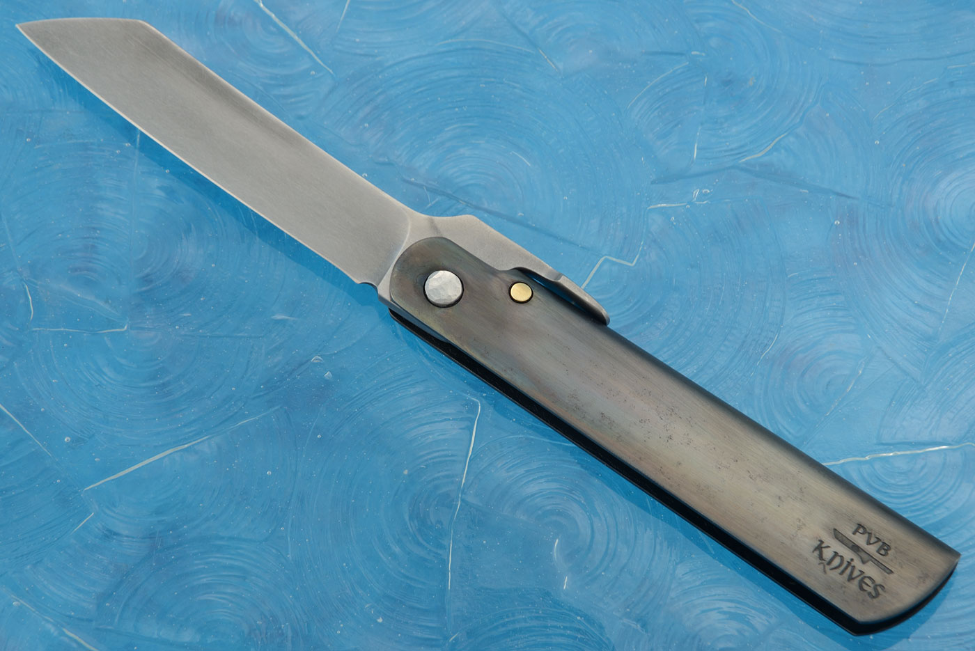 Higonokami Style Blacksmith's Friction Folder with Blackened Steel
