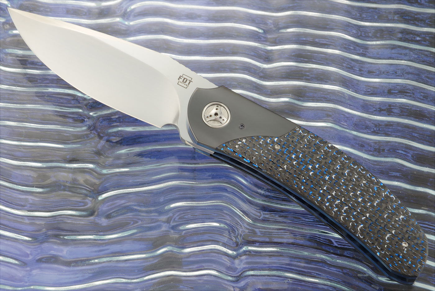 TF-4 Front Flipper with Blue/Silver Carbon Fiber and Zirconium (Ceramic IKBS) - RWL-34