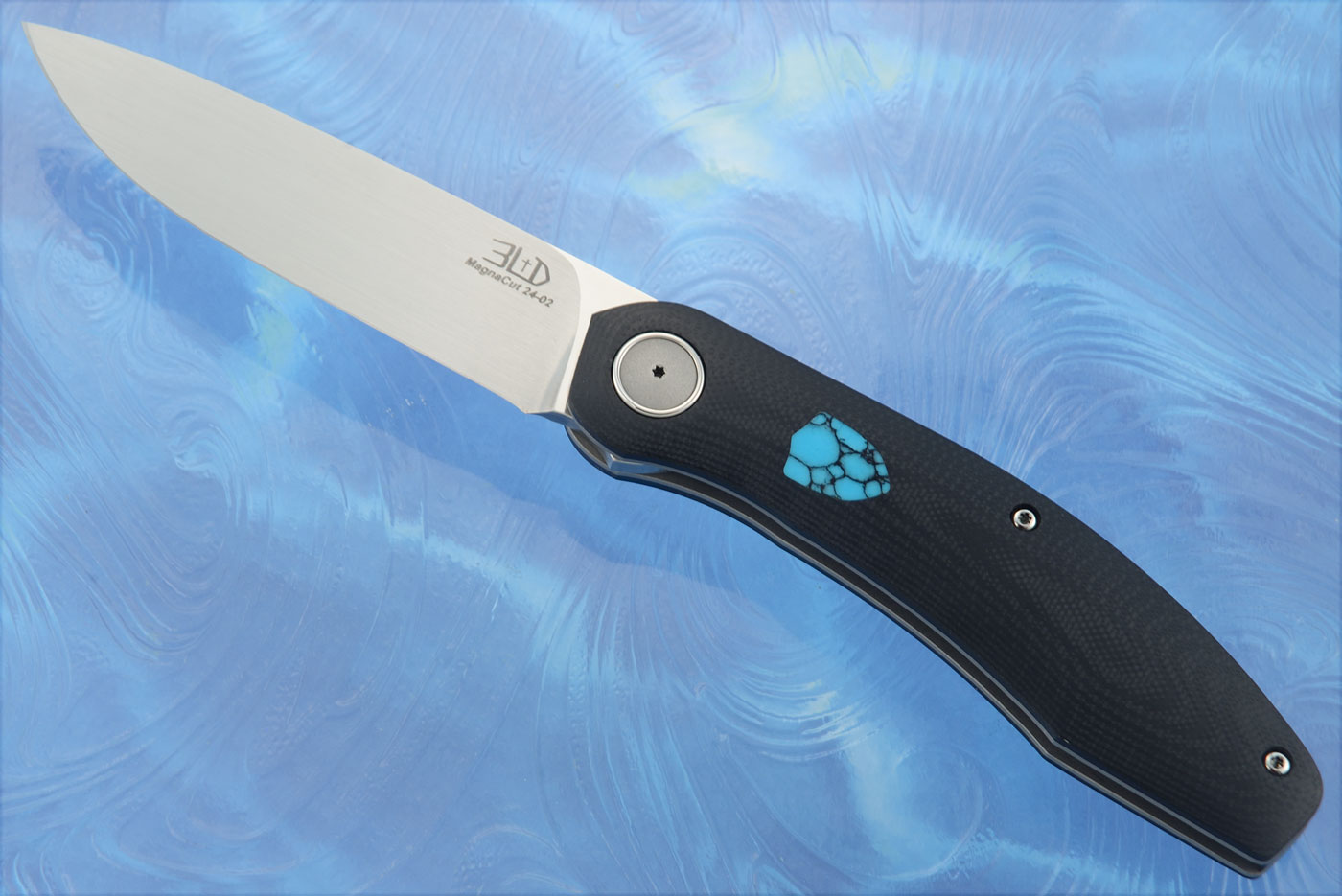 A7 Front Flipper Detent Folder with Black G-10 and Turquoise - CPM-MagnaCut