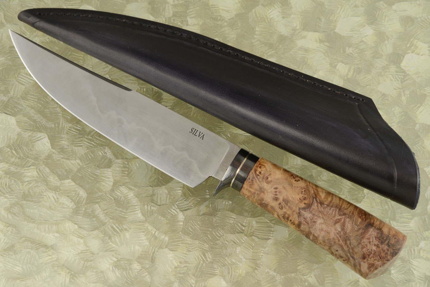 Honyaki Field Knife with Maple Burl