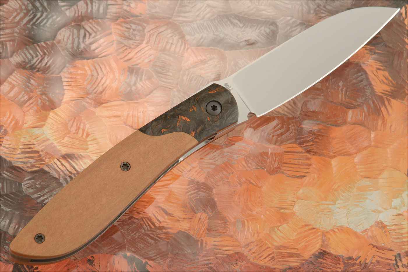 Scylla Front Flipper with Paper Micarta and Orange Dark Matter FatCarbon - RWL-34