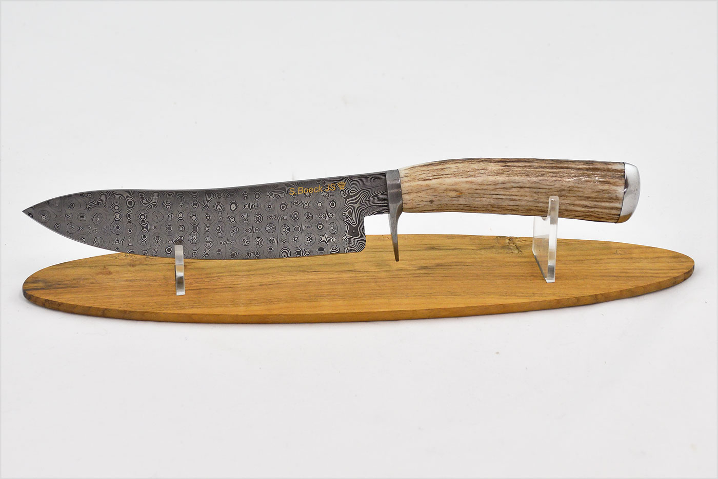 Damascus Nessmuk Hunter with Stag