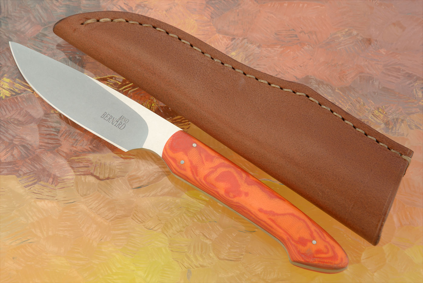 Drop Point Hunter/Utility with Red/Orange Marbled G-10