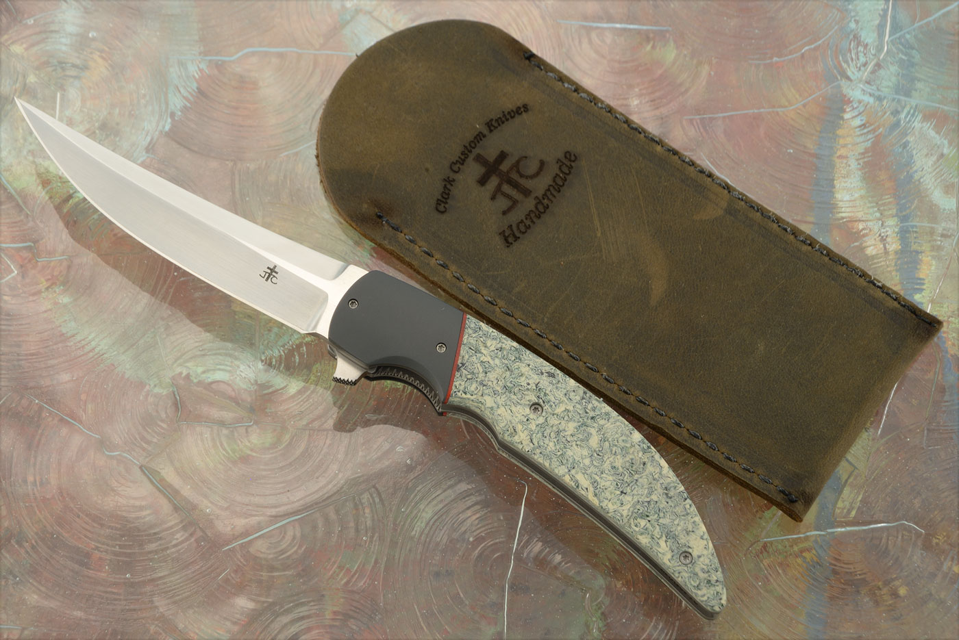 Model 12 Flipper with Shredded Money Micarta and Zirconium (IKBS) - CPM-MagnaCut