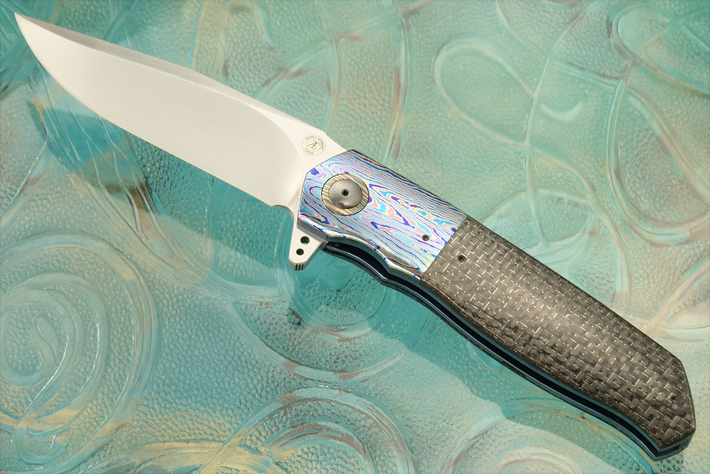 L36M Flipper with Silver Strike Carbon Fiber and Black Timascus (Ceramic IKBS) - CTS-XHP