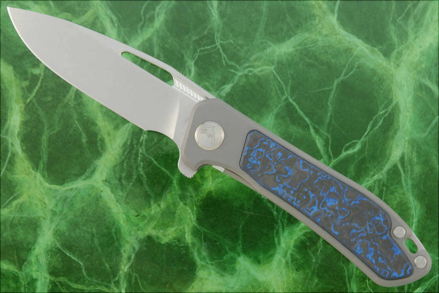 Orca 2.0 Frame Lock Flipper with Blue TechnoCarbo Inlay - M390 - Serial 041
