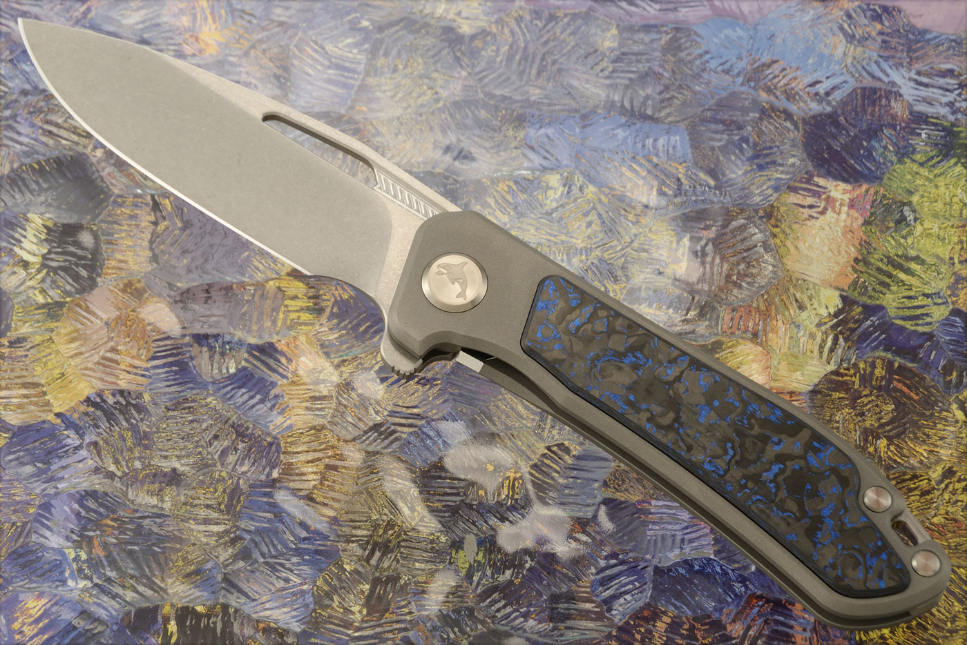 Orca 2.0 Frame Lock Flipper with Blue TechnoCarbo Inlay - M390 - Serial 085