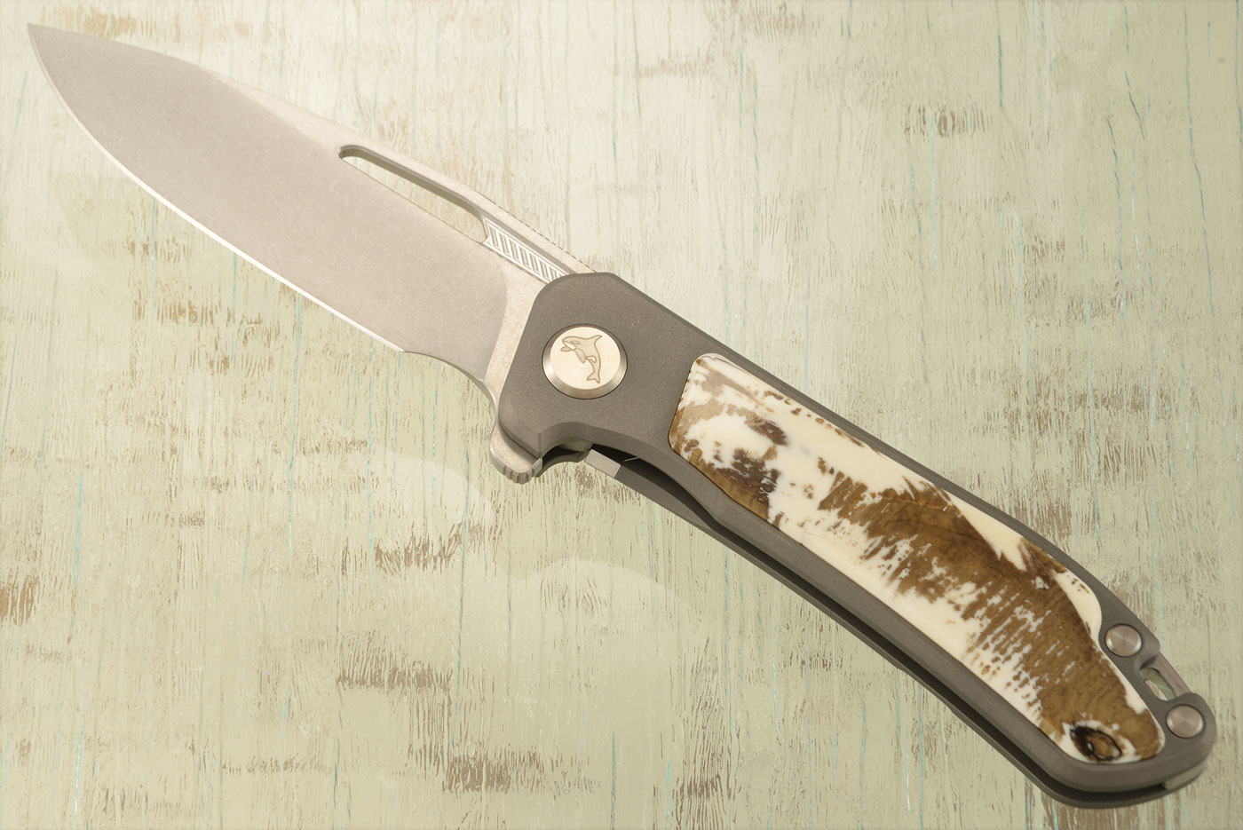 Orca 2.0 Frame Lock Flipper with Dyed Warthog Tusk Inlay - M390 - Serial 112