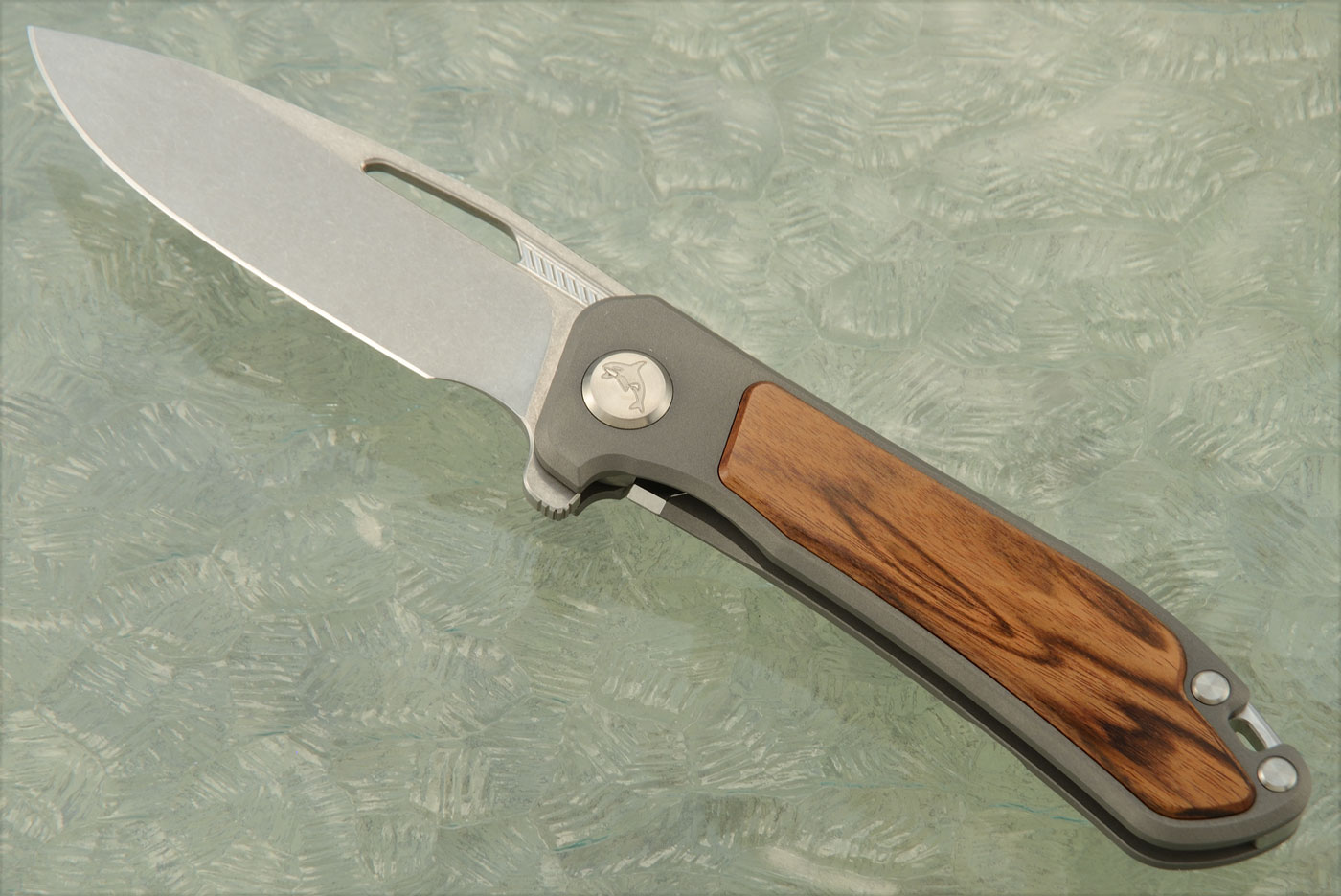 Orca 2.0 Frame Lock Flipper with Mopane Inlay - Stonewash M390 - Serial 151