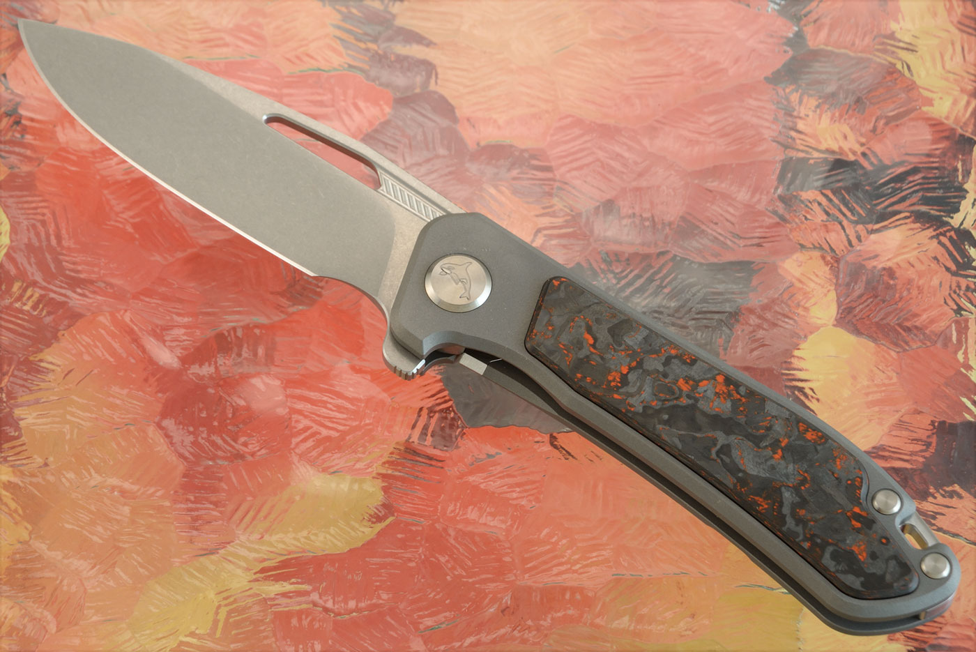 Orca 2.0 Frame Lock Flipper with Orange TechnoCarbo Inlay - M390 - Serial 098