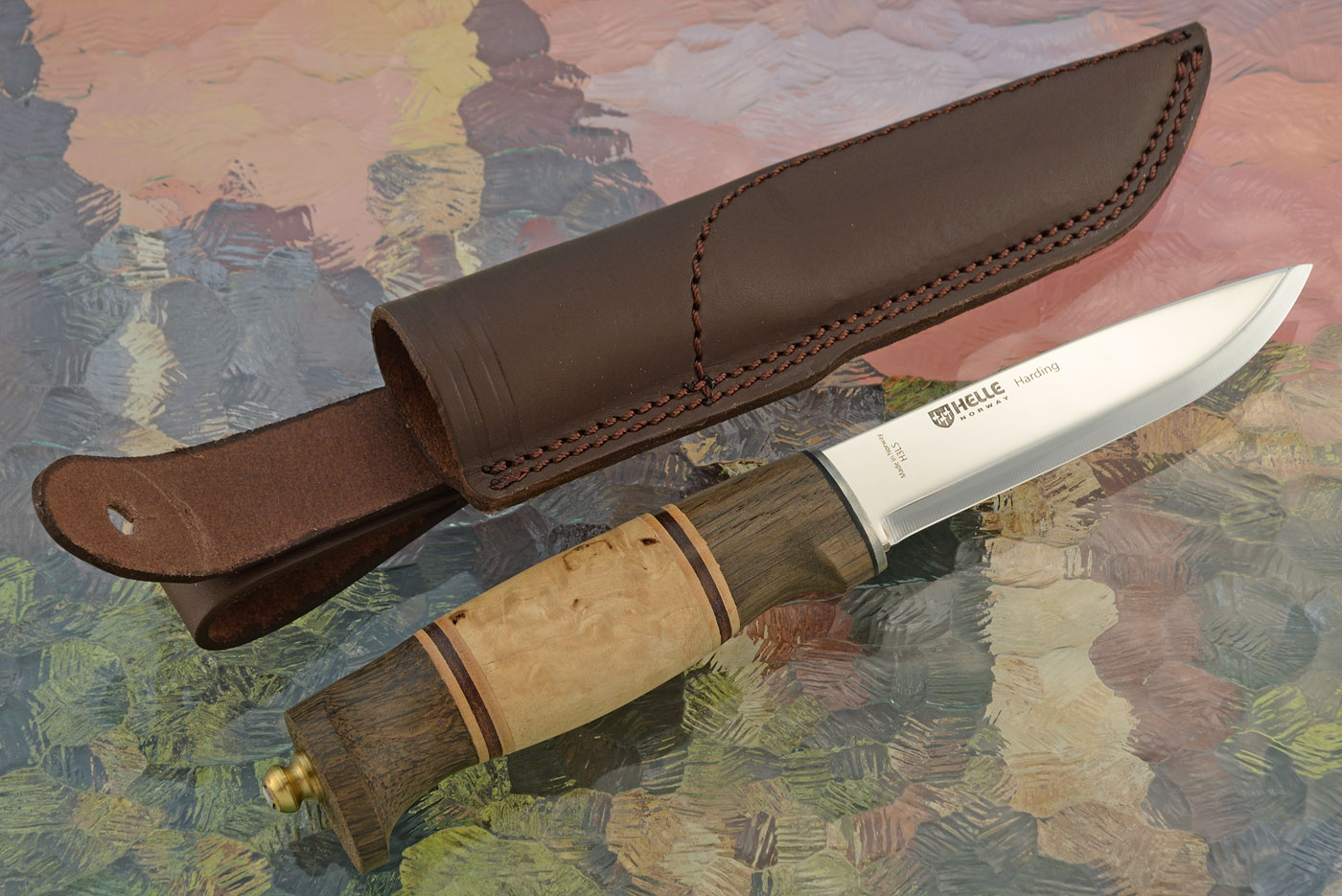 Harding Belt Knife with Masur Birch and Oak - H3LS San Mai