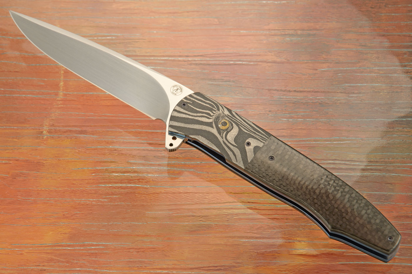 L20 Flipper with Carbon Fiber and Zebra Engraved Zirconium (Ceramic IKBS) - M390